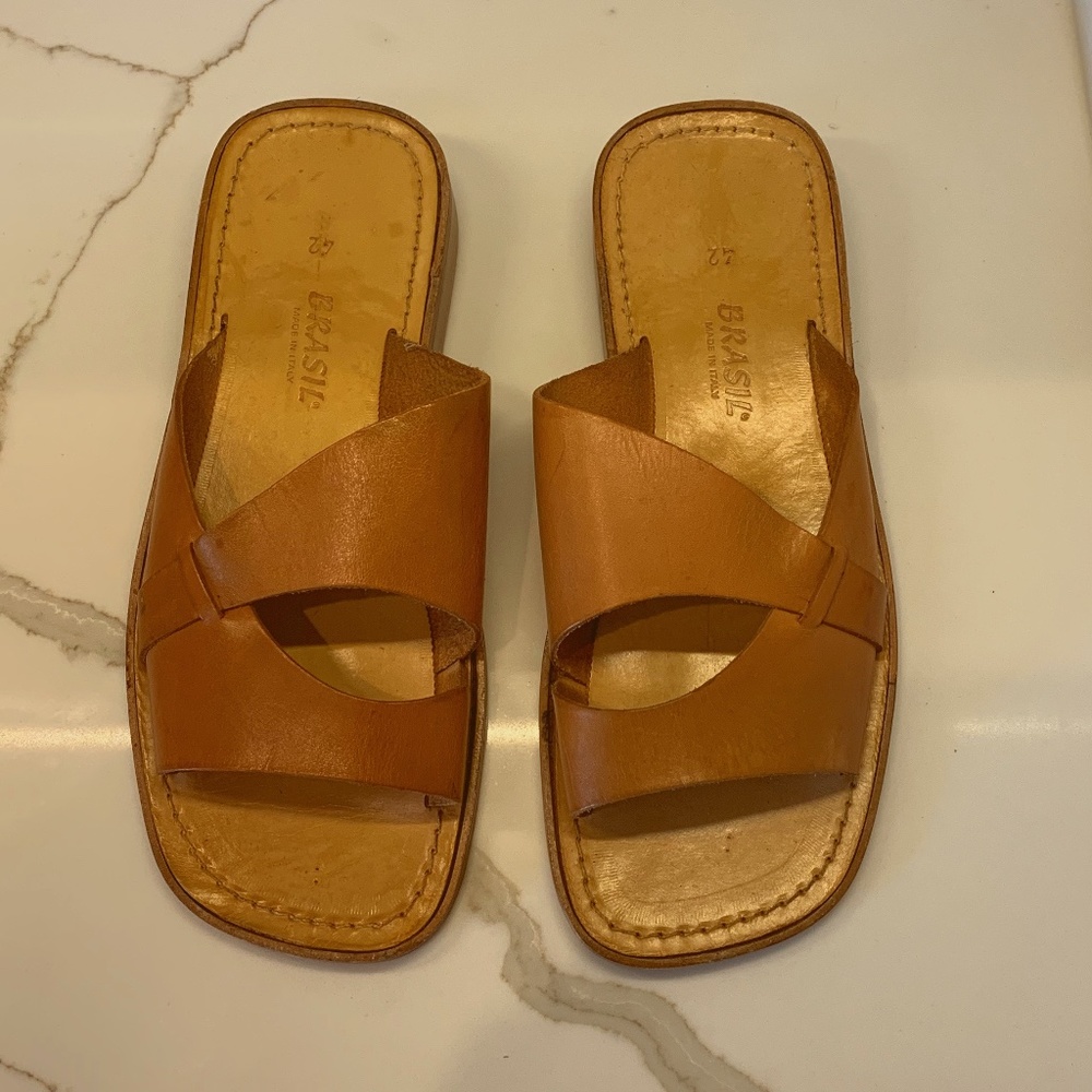 BRASIL Tan Leather Sandal, size: EUR 42